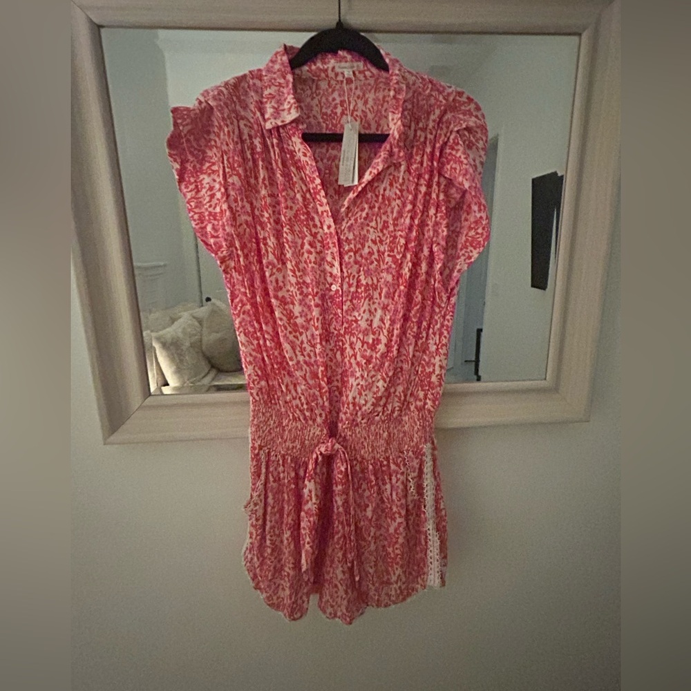 Poupette St. Barth Anita pink daffodil romper